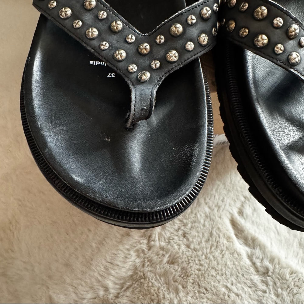 Free People Izzy Black Sandals with Silver Studs - Picture 6 of 7